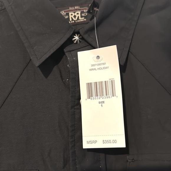 RRL Ralph Lauren Double RL Black Western Pearl Snap Shirt NWT size 1 $350 retail - Picture 2 of 3